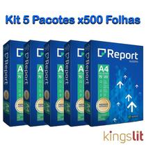 Kit 5 Pacotes Papel Sulfite Report Premium A4 Branco - 500 Folhas 75g/m²