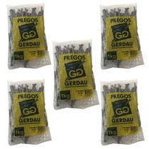 Kit 5 pacotes Prego Gerdau com cabeça 20x48 1Kg