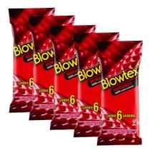 Kit 5 Pacotes Preservativo Blowtex Morango C/ 6 Unidades Cada