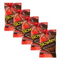 Kit 5 Pacotes Preservativo Blowtex Morango e Chocolate C/ 3 Unidades Cada
