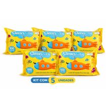 Kit 5 Pacotes Toalhas Umedecidas Clean Baby 100 Folhas Cada Macias, Seguras Kit 5 Pacotes Toalhas Umedecidas Clean Baby 100 Folhas Cada Macias, Seguras