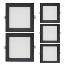 Kit 5 Painéis de LED Quadrado Embutir 18W 3000K Amarelo Quente Preto Blumenau Iluminação Kit 5 Painéis de LED Quadrado Embutir 18W 3000K Amarelo Quente Preto Blumenau Iluminação