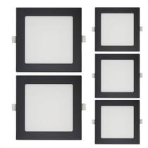 Kit 5 Painéis de LED Quadrado Embutir 24W 6500K Preto Bivolt Blumenau Iluminação