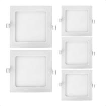 Kit 5 Painéis de LED Quadrado para Embutir 12W 6500K Branco Frio Blumenau Iluminação Kit 5 Painéis de LED Quadrado para Embutir 12W 6500K Branco Frio Blumenau Iluminação