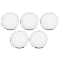 Kit 5 Painéis LED 12W Redondo Sobrepor 4000k Luz Branco Neutro