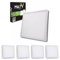 Kit 5 Painéis Plafon Led Sobrepor Quadrado 12W Frio 6500k