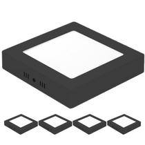 Kit 5 Painéis Sobrepor Led Quadrado Preto 24W Neutro 4000K