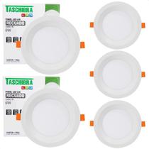 Kit 5 Painel de Led Redondo Embutir Recuado 6W Bivolt Taschibra