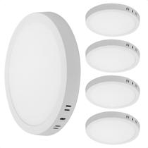 Kit 5 Painel de Led Redondo Sobrepor 12W Bivolt Taschibra