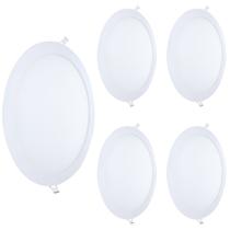 Kit 5 Painel Embutir LED 3000k Luz Branco Quente 24W Bivolt Redondo Iluminação Eficiente Kit 5 Painel Embutir LED 3000k Luz Branco Quente 24W Bivolt Redondo Iluminação Eficiente