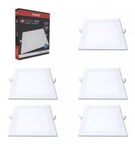 Kit 5 Painel Led 18w Embutir Quadrado 6500k Luz Branca Frio