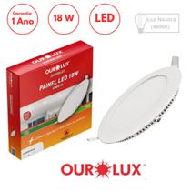 Kit 5 Painel Led Embutir 18w Bivolt 4000k Redondo Ourolux Kit 5 Painel Led Embutir 18w Bivolt 4000k Redondo Ourolux