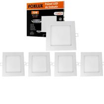 Kit 5 Painel Led Quadrado de Embutir 12W 6500K Bivolt Foxlux