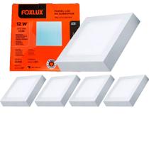 Kit 5 Painel Led Quadrado Sobrepor 12W 6500K Bivolt Foxlux Kit 5 Painel Led Quadrado Sobrepor 12W 6500K Bivolt Foxlux