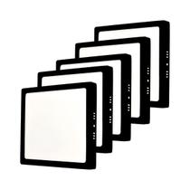 Kit 5 Painel Plafon 24w Sobrepor Borda Preta Branco Frio 6500k Bivolt 110/220v