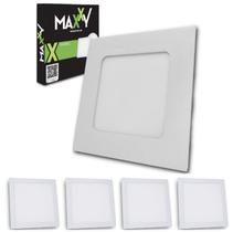 Kit 5 Painel Plafon Embutir Slim Led Quadrado 6w Frio - Frio (6500K) - Maxxy