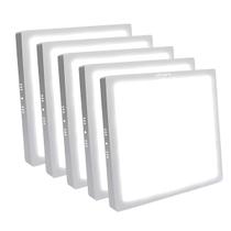Kit 5 Painel Plafon Led 12w Sobrepor Quadrado Bivolt Branco Frio 6500k