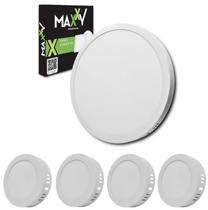 Kit 5 Painel Plafon LED 12w Sobrepor Redondo 6500k