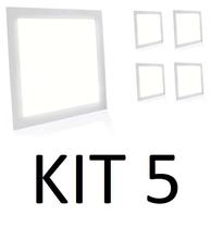 Kit 5 Painel Plafon Led 18w Quadrado Embutir Branco Neutro - Teto