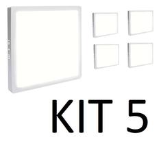 Kit 5 Painel Plafon Led 18w Quadrado Sobrepor Branco Neutro - Super Led