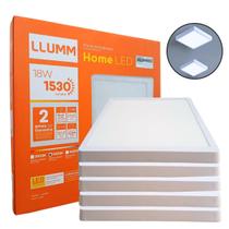 Kit 5 Painel Plafon Led 18w Sobrepor Quadrado Alumínio Bivolt Luz Branco Neutro 4000k LLUMM