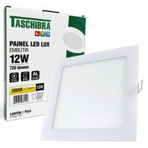 Kit 5 Painel Plafon Quadrado Embutir 12w Luz Quente 3000K