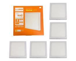 Kit 5 Painel Sobrepor Quadrado 18W 6500K Home Led Bivolt Llumm Bronzearte