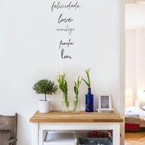 Kit 5 Palavras Minimalistas Lettering MDF 6MM Felicidade Love Aconchego Família Lar Decorativo Casa Sala Cozinha Quarto