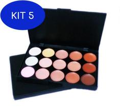 Kit 5 Paleta De Base Corretivo 15 Cores Maquiagem Profissional