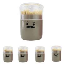 Kit 5 paliteiros acrílico c/ palitos mesa churrasco bege