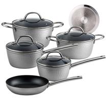 Kit 5 Panelas Latina Antiaderente Cerâmico Indução Livre PFOA Fundo Triplo Cabo Metal Não Esquenta