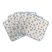 Kit 5 Pano De Boca Turma da Mônica 33x33cm Com Crochê na Bainha