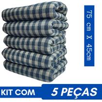 kit 5 Pano De Chão Saco Costurado 100 Algodão Cores Variadas 65x45