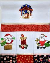 KIT 5 Pano de prato 70 cm x 50 cm sendo 100% algodão o famoso pé de galinha- Modelo Natal - Papai Noel- Coruja