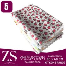 Kit 5 Pano De Prato Copa Premium Estampado Felpudo - 40x60 Cm - 54 Gramas Por Pano - 100% Poliéster