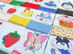 Kit 5 Pano De Prato Patchwork Bordado
