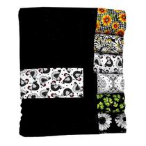 Kit 5 Pano De Prato Pé Galinha Preto Barrado Tricoline