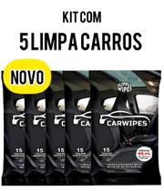 Kit 5 Pano Lenço Toalhas Umedecidas Limpa Carros. Limpa Painel Volante Couro CarWipes