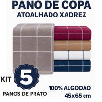 Kit 5 Pano Prato Copa Atoalhado Xadrez 100% Algodão Colorido Kit 5 Pano Prato Copa Atoalhado Xadrez 100% Algodão Colorido