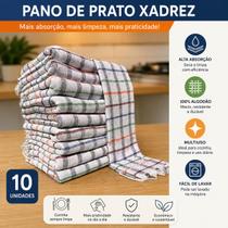 Kit 5 Panos de Chão 100% Algodão Alvejado Grande Quadriculado 43x68cm Kit 5 Panos de Chão 100% Algodão Alvejado Grande Quadriculado 43x68cm