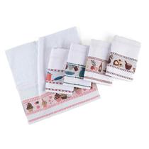Kit 5 Panos de Copa Felpudos 100% Algodão Estampados Variados - Alta Absorção e Qualidade