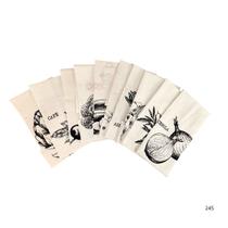 Kit 5 Panos De Prato Crú Rústico Grafite Vegetais Estilotex Cozinha Louça Artesanal Dia a Dia