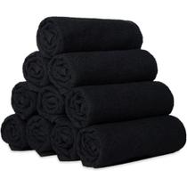 Kit 5 Panos De Prato Liso Preto Atoalhado Gourmet Cozinha