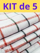 Kit 5 Panos de Prato Listrado Xadrez Algodão Premium boa absorção e Qualidade
