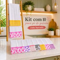 Kit 5 Panos de Prato Pé de Galinha Barrado Estampado 65x44cm Kit 5 Panos de Prato Pé de Galinha Barrado Estampado 65x44cm