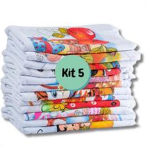 Kit 5 Panos Prato Estampado Grande Cozinha Pé De Galinha