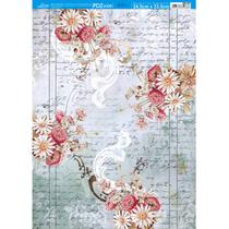 Kit 5 Papel Decoupage Flores com Arabescos Pdz-022 24,5x33cm Litoarte