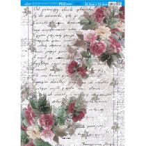 Kit 5 Papel Decoupage Flores e Textos Pdz-019 24,5x33cm Litoarte
