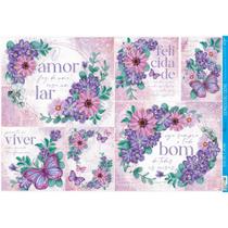 Kit 5 Papel Decoupage Flores Lilás 49x34,3 Pd1-090 Litoarte