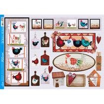 Kit 5 Papel Decoupage Galinhas Country Pdz-013 24,5x33cm Litoarte